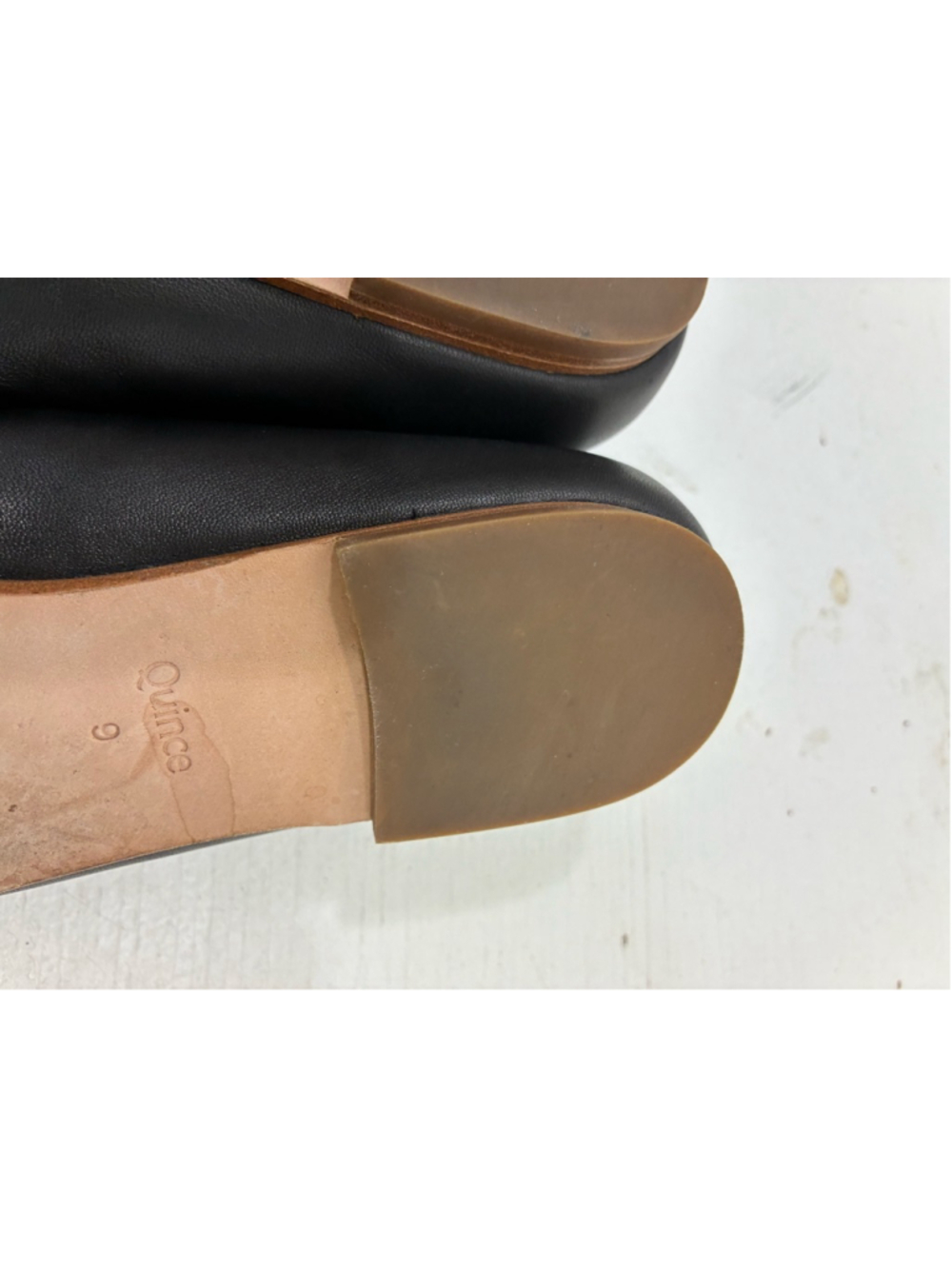 Quince Italian Leather Pointed Bow Flat in Black Size 9 - Picture 8 of 8